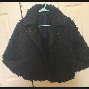 Vintage Punk Shag Jacket - Made with Faux Fur, Pleather & Satin
